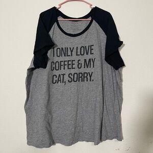 TORRID Coffee & Cat Gray Raglan Tee Size 4
